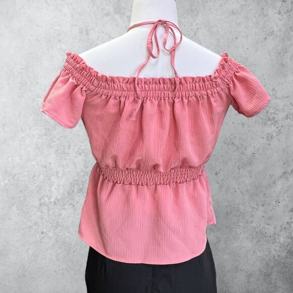 Guess Top Women's Small Off Shoulder Pink Peplum Summer Top - Picture 6 of 13